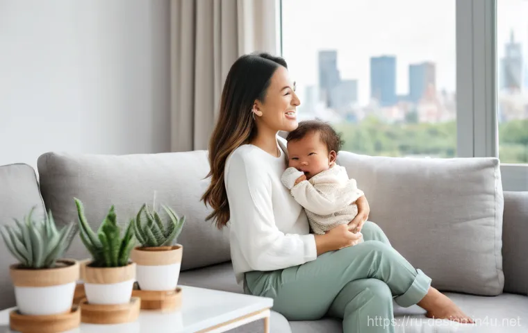 광고 디자인 제작 과정 - **Prompt: Young Mother with Eco-friendly Product in a Modern City Apartment**
A heartwarming, re...