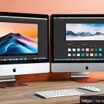 Home 15 포토샵 합성 기술 - A detailed digital art workspace scene showcasing a modern graphic designer's desk with multiple lay...