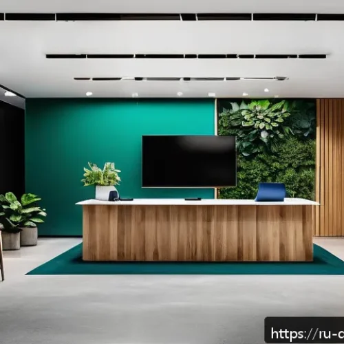 Home 26 그래픽 디자인 트렌드 - A sophisticated branding scene featuring a deep blue and emerald color palette with warm accent tone...